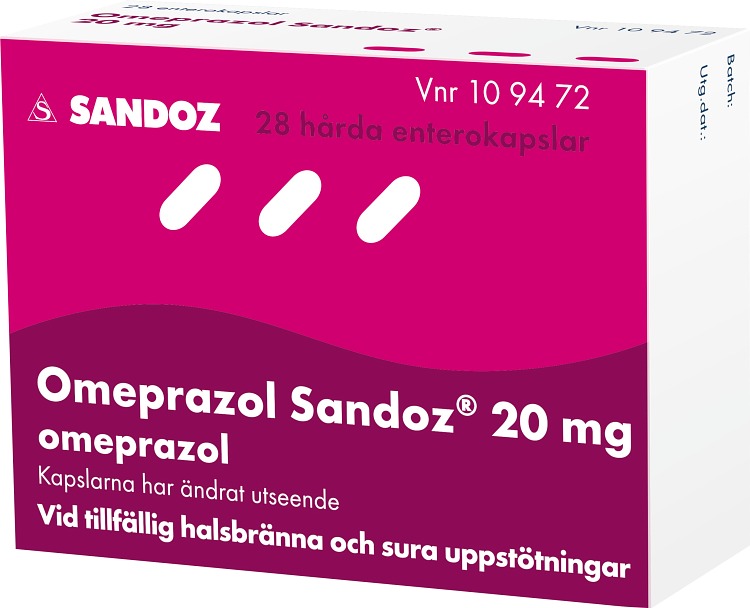 Omeprazol Sandoz 20 mg enterokapslar 28 st. • Köp på Djurfarmacia Apoteket Trollet