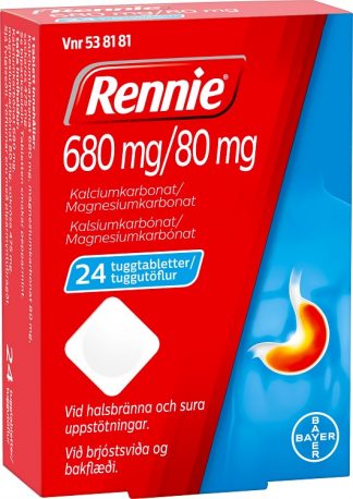 Rennie 680mg/80mg tuggtabletter 24 st