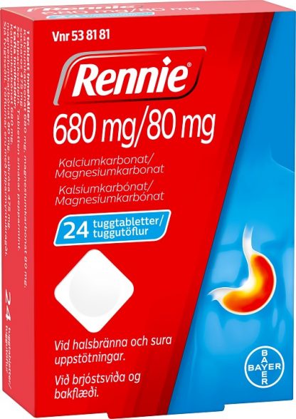 Rennie 680mg/80mg tuggtabletter 24 st