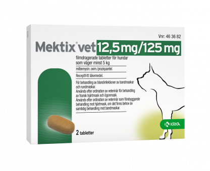Mektix 12,5 mg/125 mg 2 tabletter åt hund
